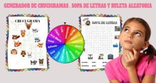 Crucigramas, sopa de letras y ruleta aleatoria